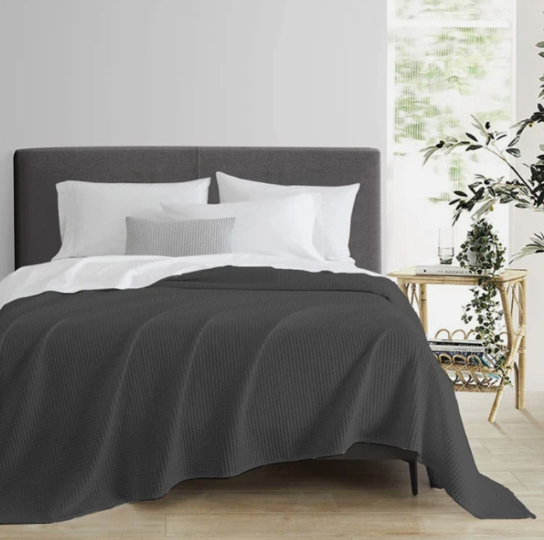 Waffle Blanket Fleece Travel Throw Sofa Bed Warm Cozy Soft Double & Super King