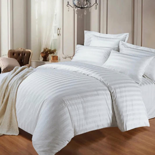Premium Hotel Quality Satin Stripe Duvet Cover Set – Double Size with Pillowcase